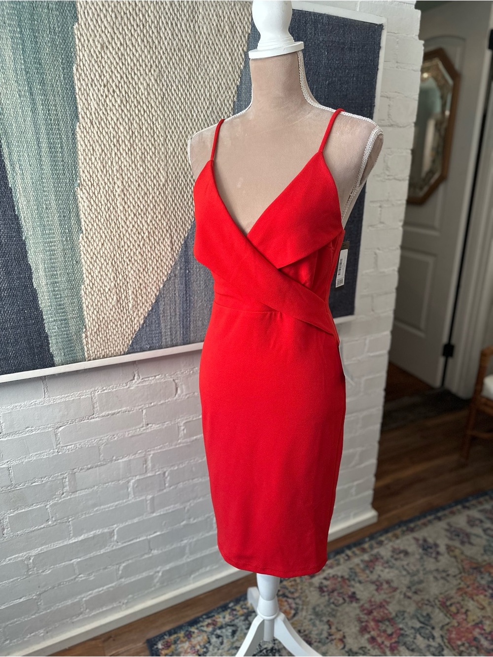 NWT Lulu's Red Faux Wrap Cocktail Dress - Picture 6 of 16